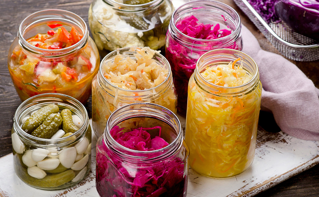 fermented probiotic food in mason jars