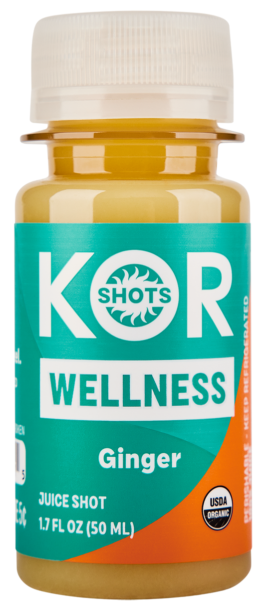 KOR Shots Wellness Ginger shot bottle. 1.7 fl. oz.